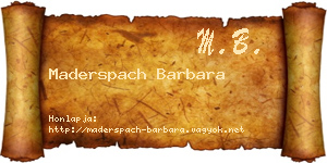 Maderspach Barbara névjegykártya